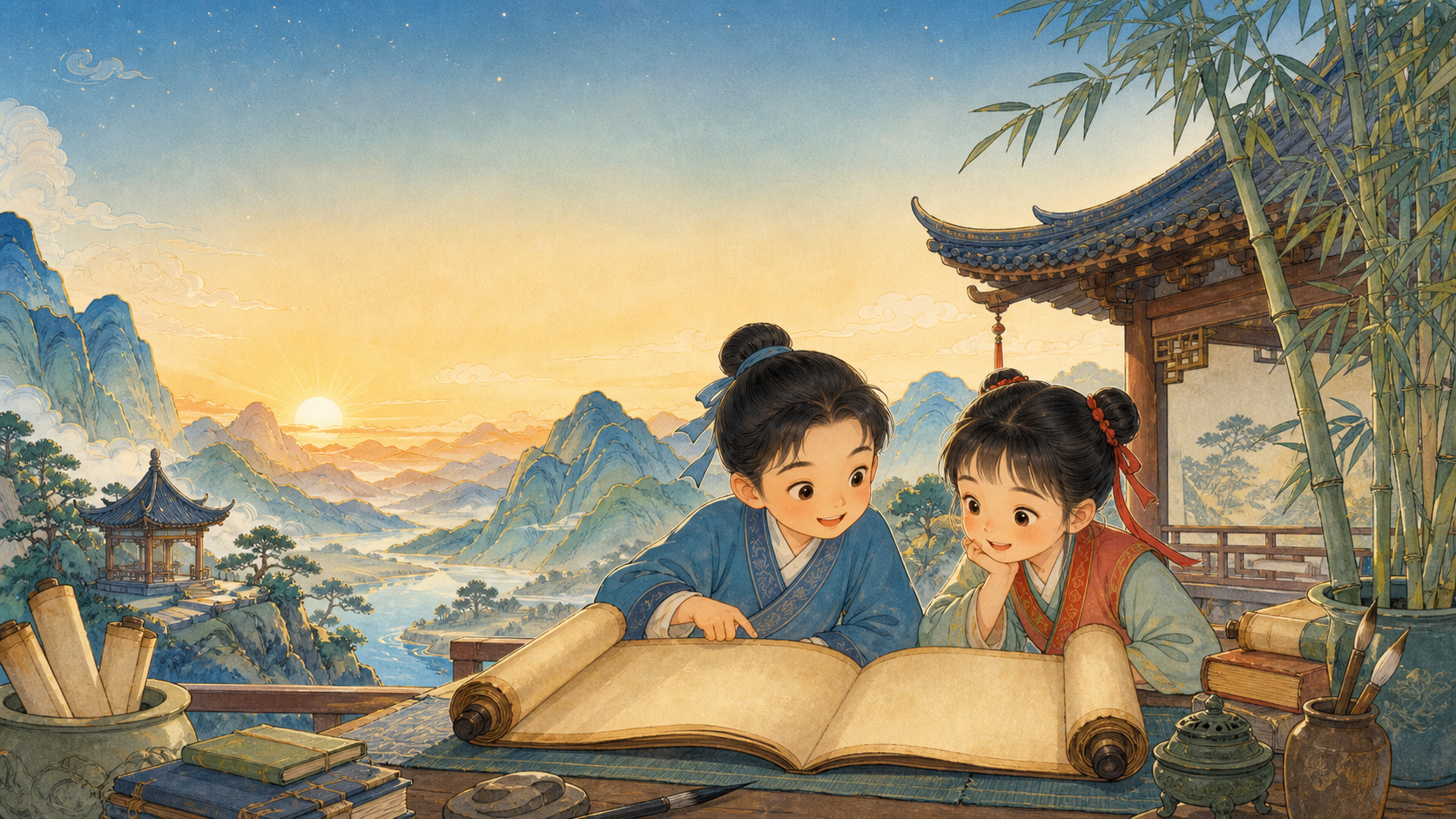 国风千字文家庭共读插图